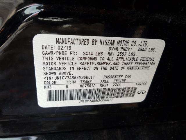 2019 INFINITI Q50 PURE JN1CV7AR6KM350011