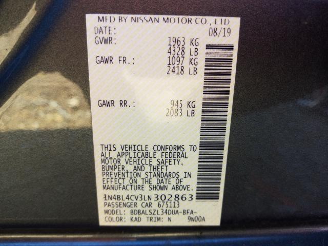 2020 NISSAN ALTIMA SR 1N4BL4CV3LN302863
