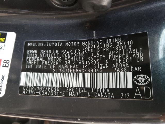 2010 TOYOTA COROLLA BA 2T1BU4EE8AC469045