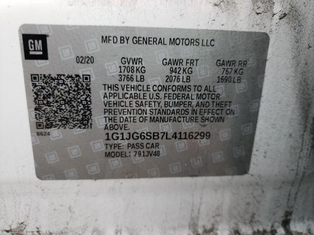 2020 CHEVROLET SONIC 1G1JG6SB7L4116299