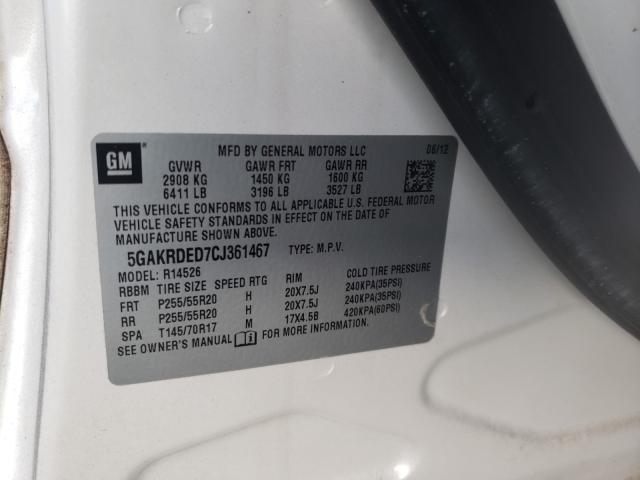 2012 BUICK ENCLAVE 5GAKRDED7CJ361467
