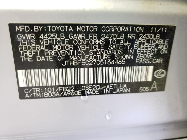 2012 LEXUS IS 250 JTHBF5C27C5164465
