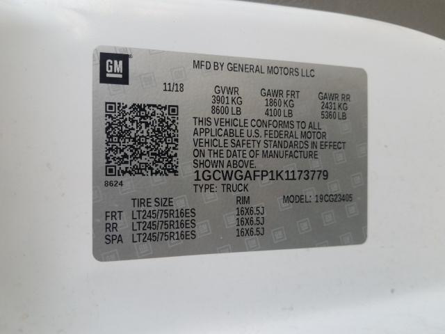 2019 CHEVROLET EXPRESS G2 1GCWGAFP1K1173779