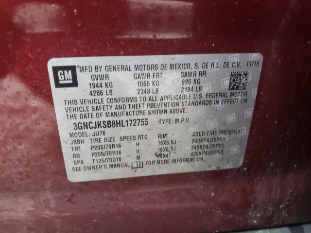 2017 CHEVROLET TRAX LS 3GNCJKSB8HL172755