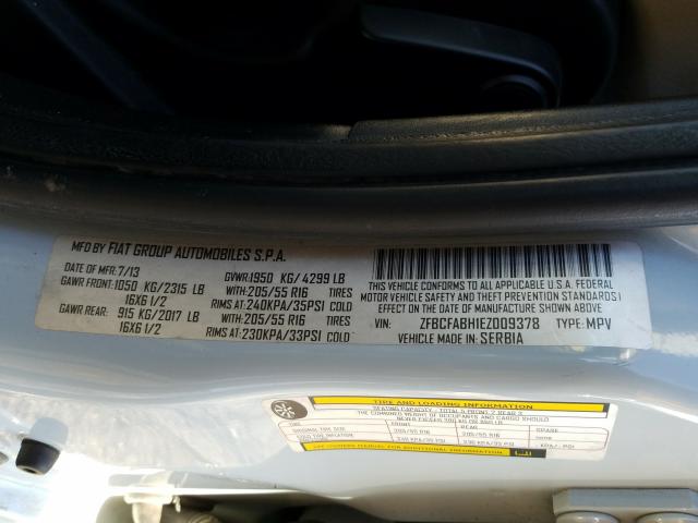 2014 FIAT 500L EASY ZFBCFABH1EZ009378