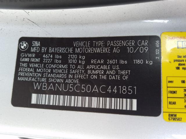 2010 BMW 528 I WBANU5C50AC441851