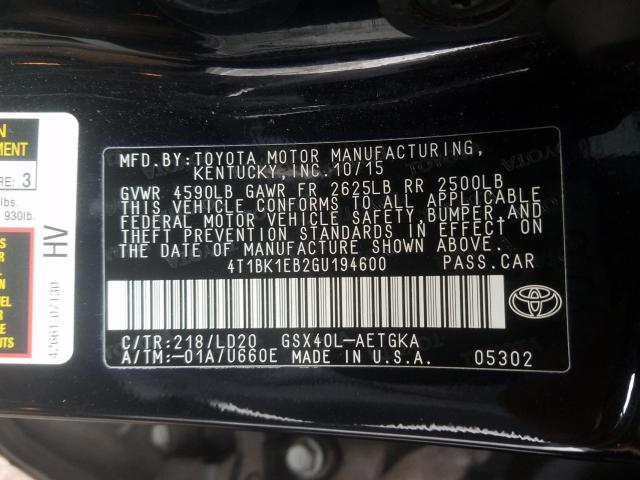 2016 TOYOTA AVALON XLE 4T1BK1EB2GU194600