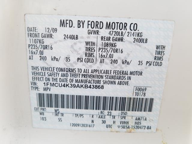 2010 FORD ESCAPE HYB 1FMCU4K39AKB43868