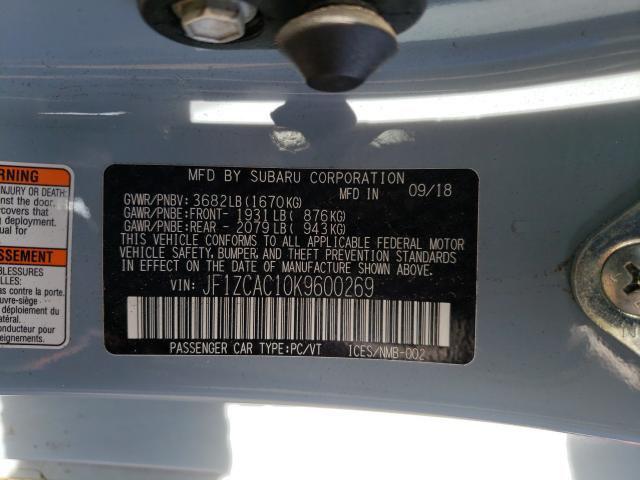 2019 SUBARU BRZ LIMITE JF1ZCAC10K9600269