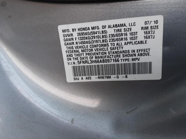 2010 HONDA ODYSSEY EX 5FNRL3H66AB097166