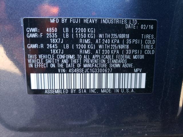 2016 SUBARU OUTBACK 3. 4S4BSEJC1G3300627