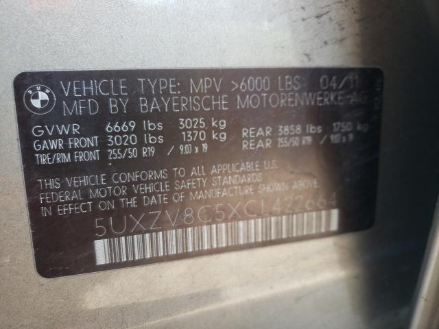 2012 BMW X5 XDRIVE5 5UXZV8C5XCL422664