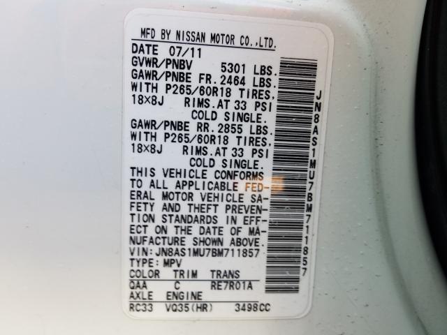 2011 INFINITI FX35 JN8AS1MU7BM711857