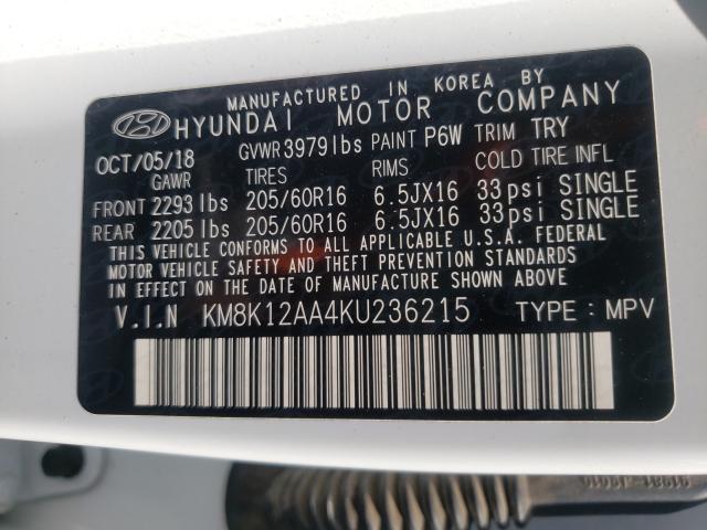 2019 HYUNDAI KONA SE KM8K12AA4KU236215