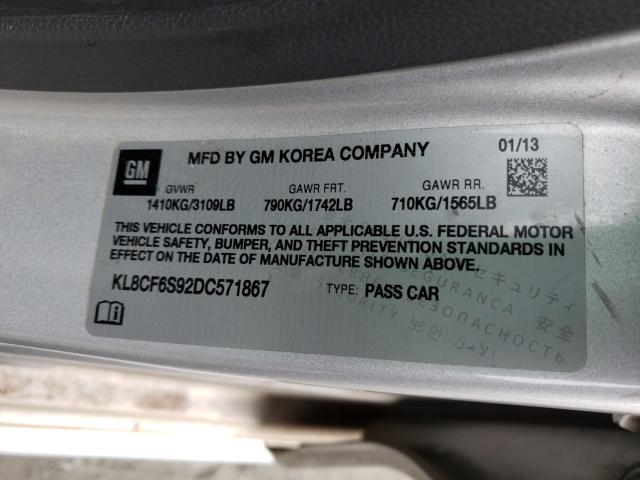 2013 CHEVROLET SPARK 2LT KL8CF6S92DC571867