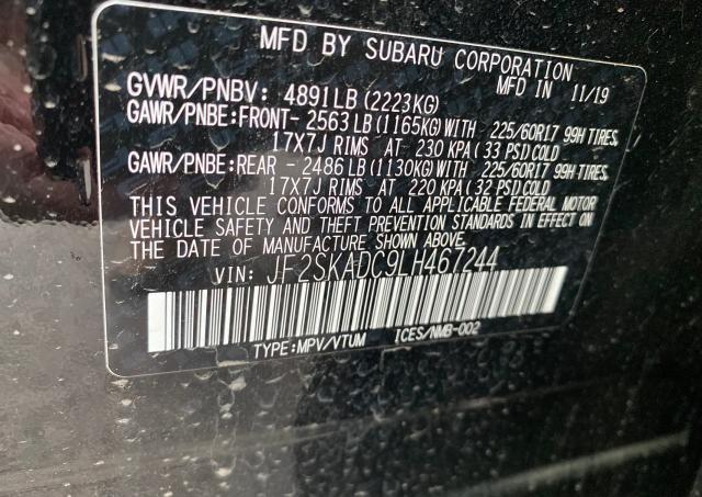 2020 SUBARU FORESTER JF2SKADC9LH467244