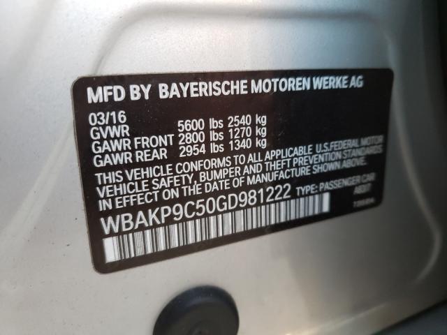 2016 BMW 550 XI WBAKP9C50GD981222