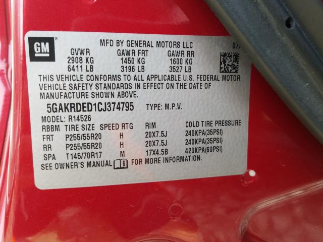 2012 BUICK ENCLAVE 5GAKRDED1CJ374795