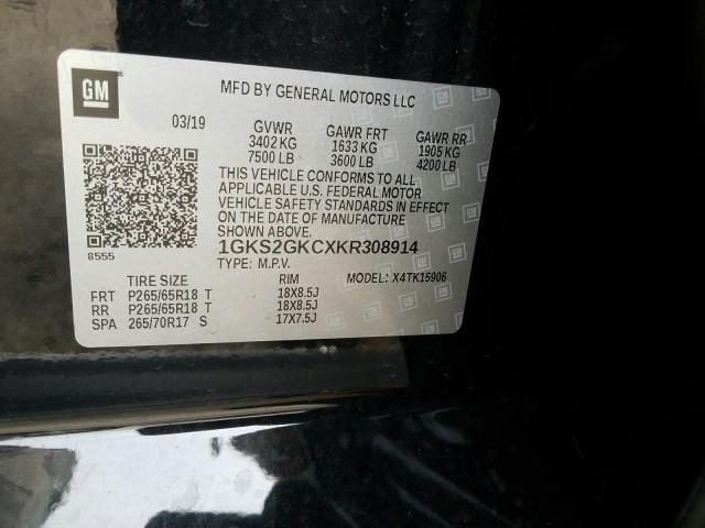 2019 GMC YUKON XL K 1GKS2GKCXKR308914