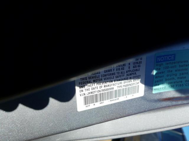 2011 HONDA CR-Z EX JHMZF1D67BS000996