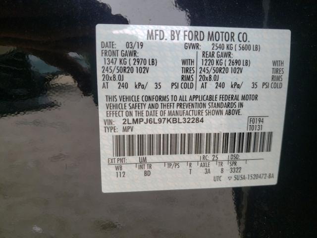 2019 LINCOLN NAUTILUS R 2LMPJ6L97KBL32284