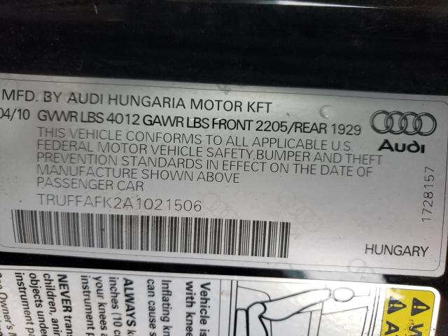 2010 AUDI TT PREMIUM TRUFFAFK2A1021506