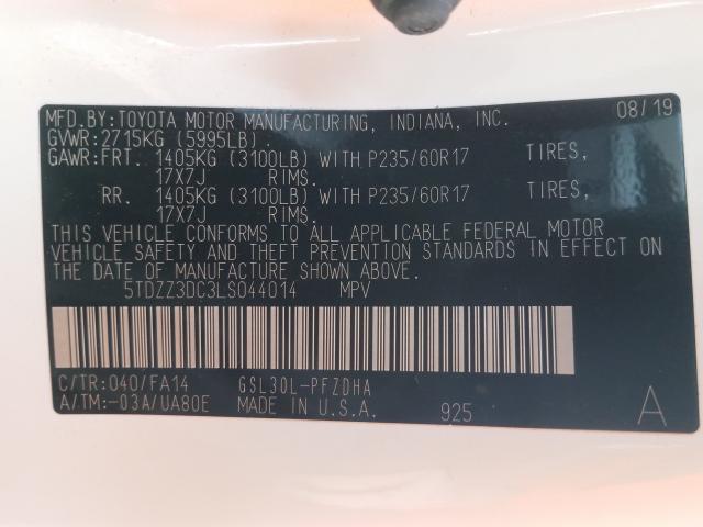 2020 TOYOTA SIENNA L 5TDZZ3DC3LS044014