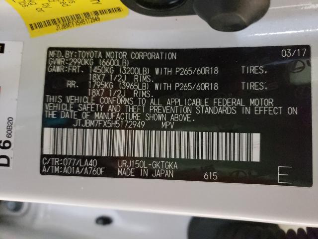 2017 LEXUS GX 460 JTJBM7FX5H5172949