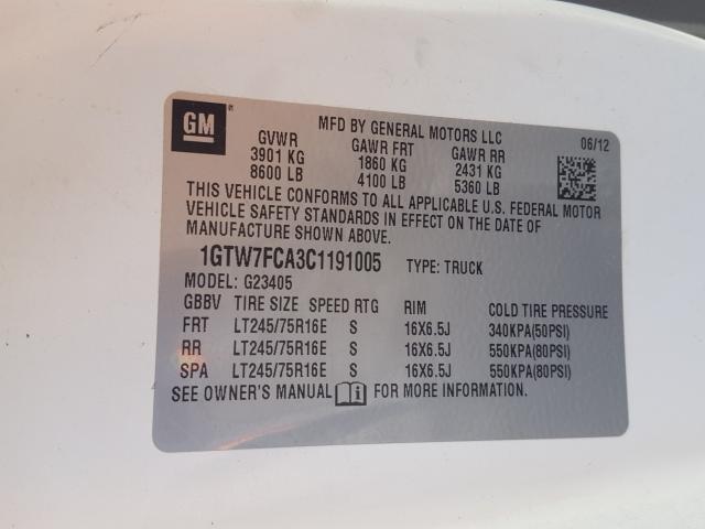 2012 GMC SAVANA G25 1GTW7FCA3C1191005