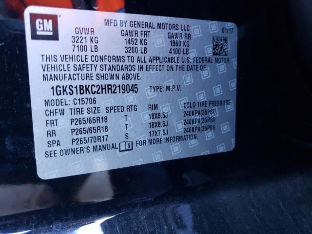 2017 GMC YUKON SLT 1GKS1BKC2HR219045