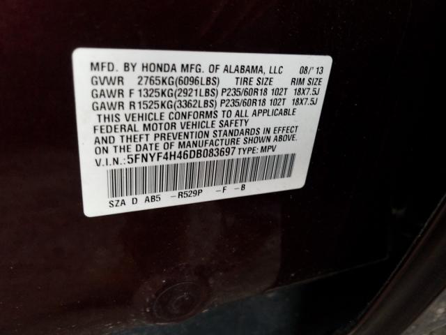 2013 HONDA PILOT EX 5FNYF4H46DB083697