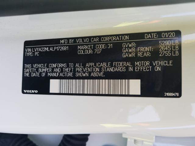 2020 VOLVO S90 T6 INS LVYA22ML4LP172681