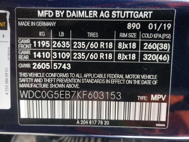 2019 MERCEDES-BENZ GLC 350E WDC0G5EB7KF603153