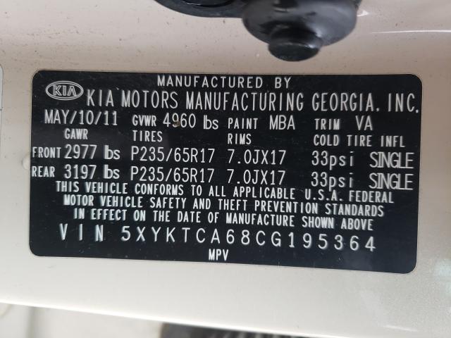 2012 KIA SORENTO BA 5XYKTCA68CG195364