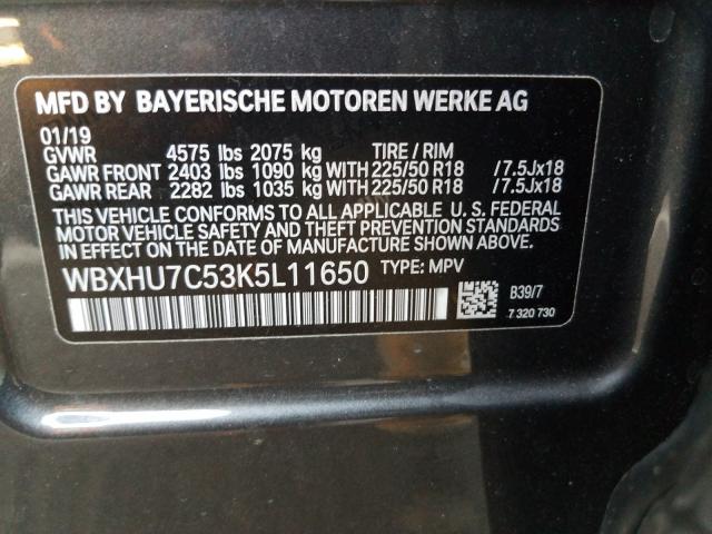 2019 BMW X1 SDRIVE2 WBXHU7C53K5L11650