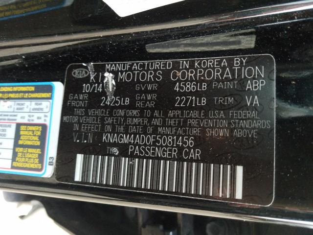 2015 KIA OPTIMA HYB KNAGM4AD0F5081456