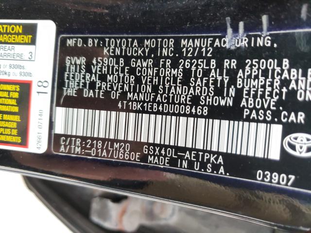 2013 TOYOTA AVALON BAS 4T1BK1EB4DU008468