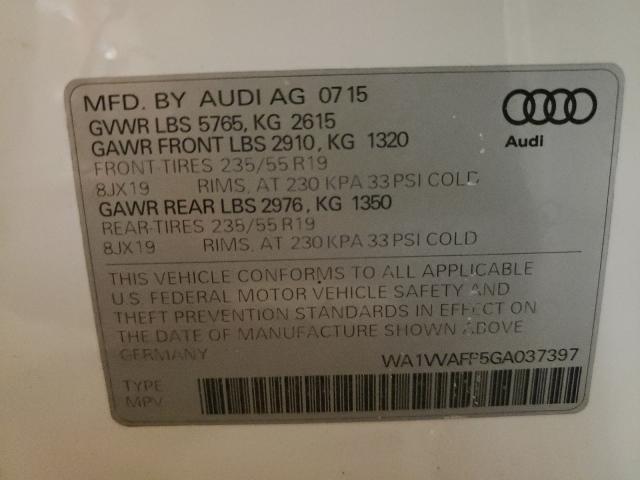 2016 AUDI Q5 TDI PRE WA1VVAFP5GA037397