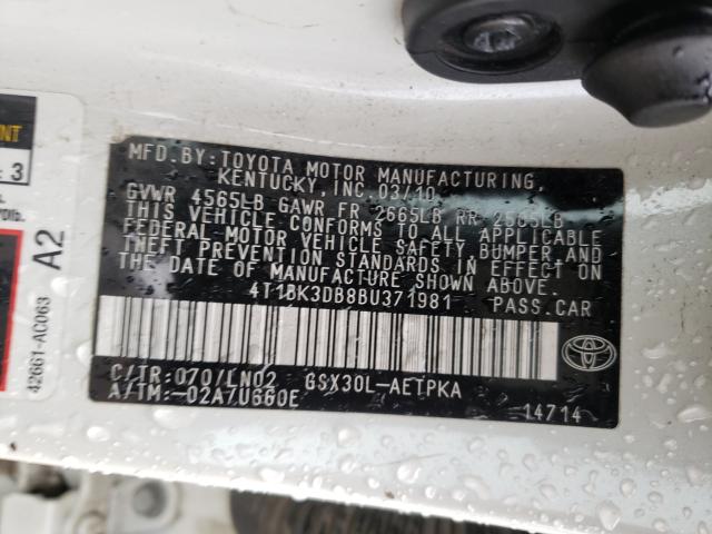 2011 TOYOTA AVALON BAS 4T1BK3DB8BU371981