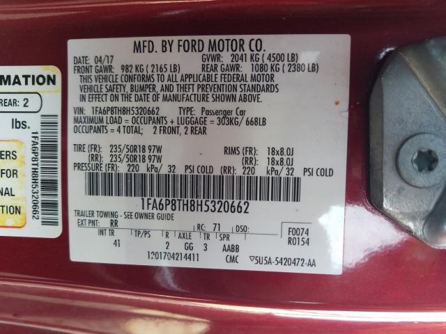 2017 FORD MUSTANG - 1FA6P8TH8H5320662
