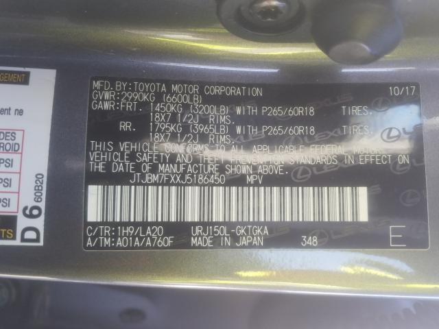 2018 LEXUS GX 460 JTJBM7FXXJ5186450