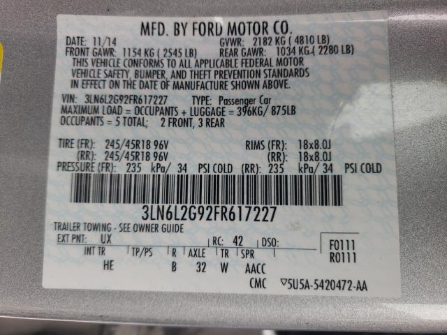 2015 LINCOLN MKZ 3LN6L2G92FR617227