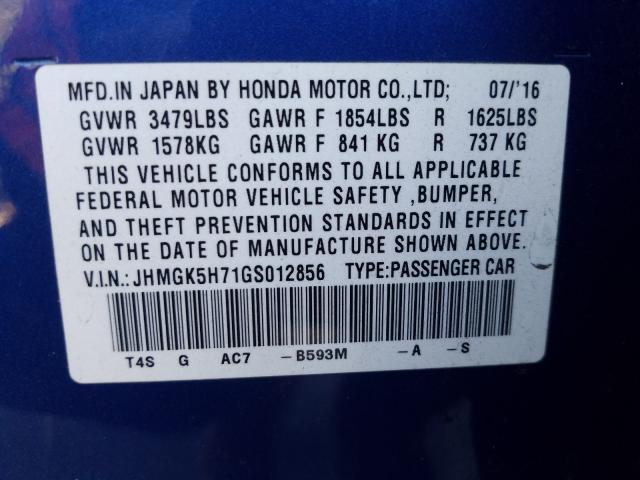 2016 HONDA FIT EX JHMGK5H71GS012856