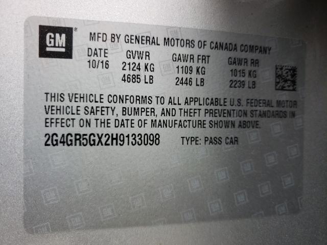 2017 BUICK REGAL PREM 2G4GR5GX2H9133098