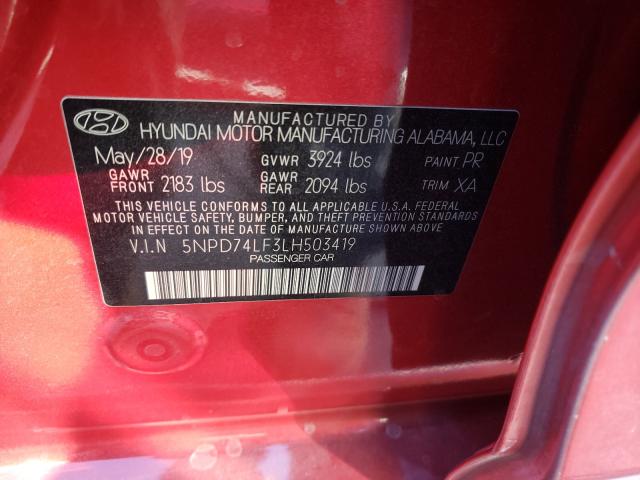 2020 HYUNDAI ELANTRA 5NPD74LF3LH503419