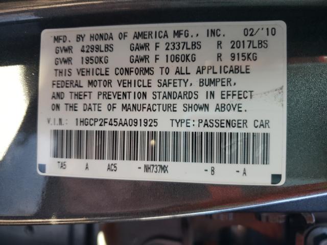 2010 HONDA ACCORD LXP 1HGCP2F45AA091925