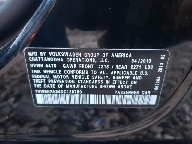 2013 VOLKSWAGEN PASSAT SE 1VWBH7A34DC128780
