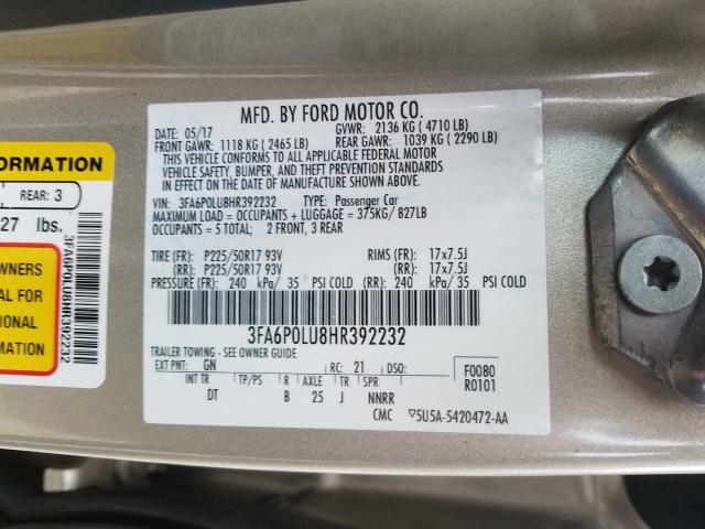 2017 FORD FUSION SE 3FA6P0LU8HR392232