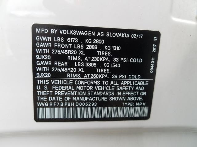 2017 VOLKSWAGEN TOUAREG WO WVGRF7BP8HD005293