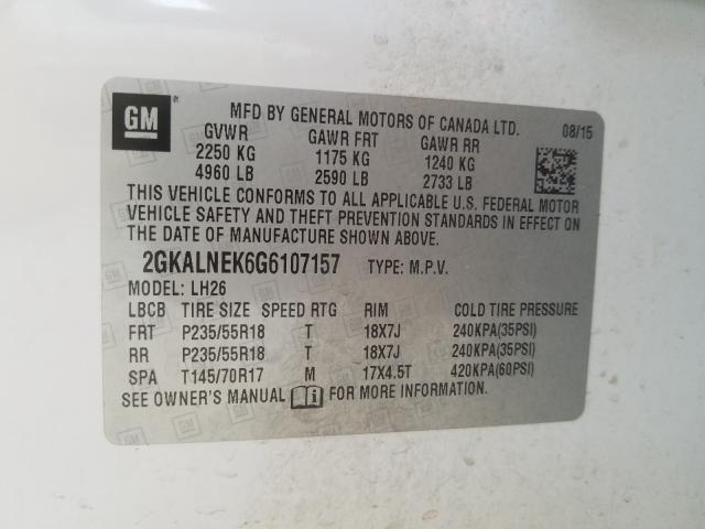 2016 GMC TERRAIN SL 2GKALNEK6G6107157